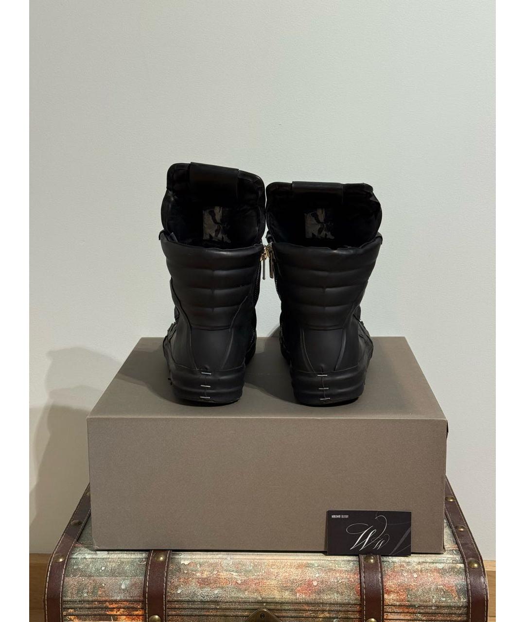 RICK OWENS Черные резиновые высокие ботинки, фото 3