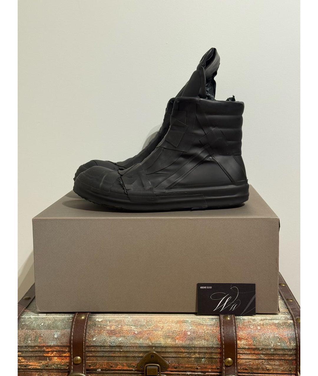 RICK OWENS Черные резиновые высокие ботинки, фото 9