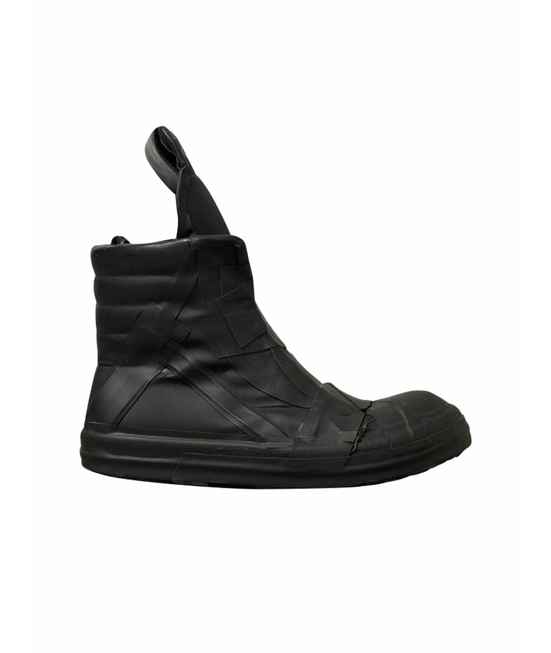 RICK OWENS Черные резиновые высокие ботинки, фото 1
