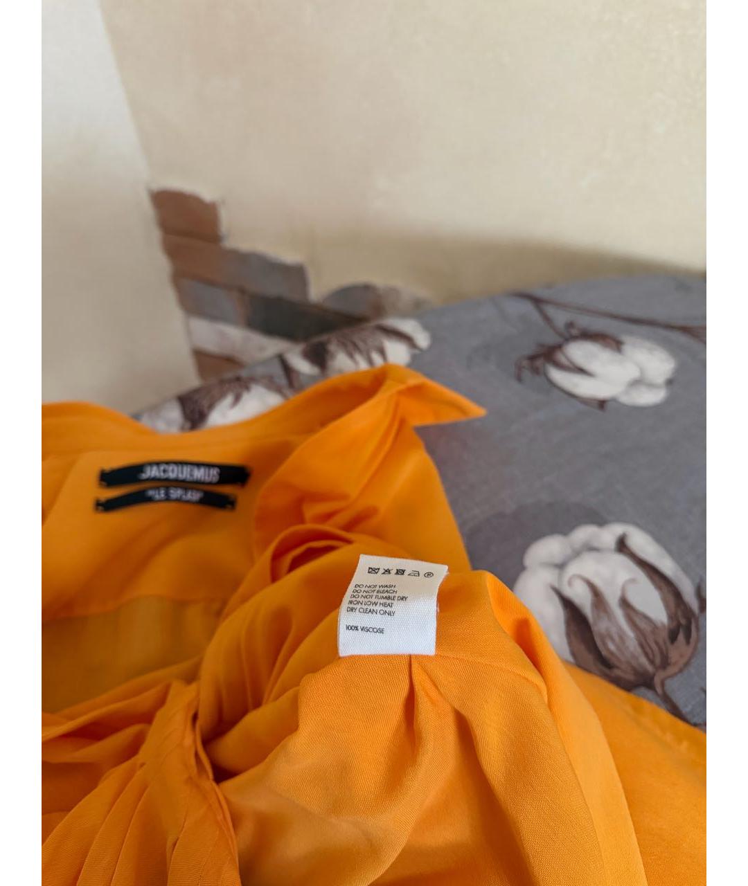 JACQUEMUS Оранжевое вискозное повседневное платье, фото 6