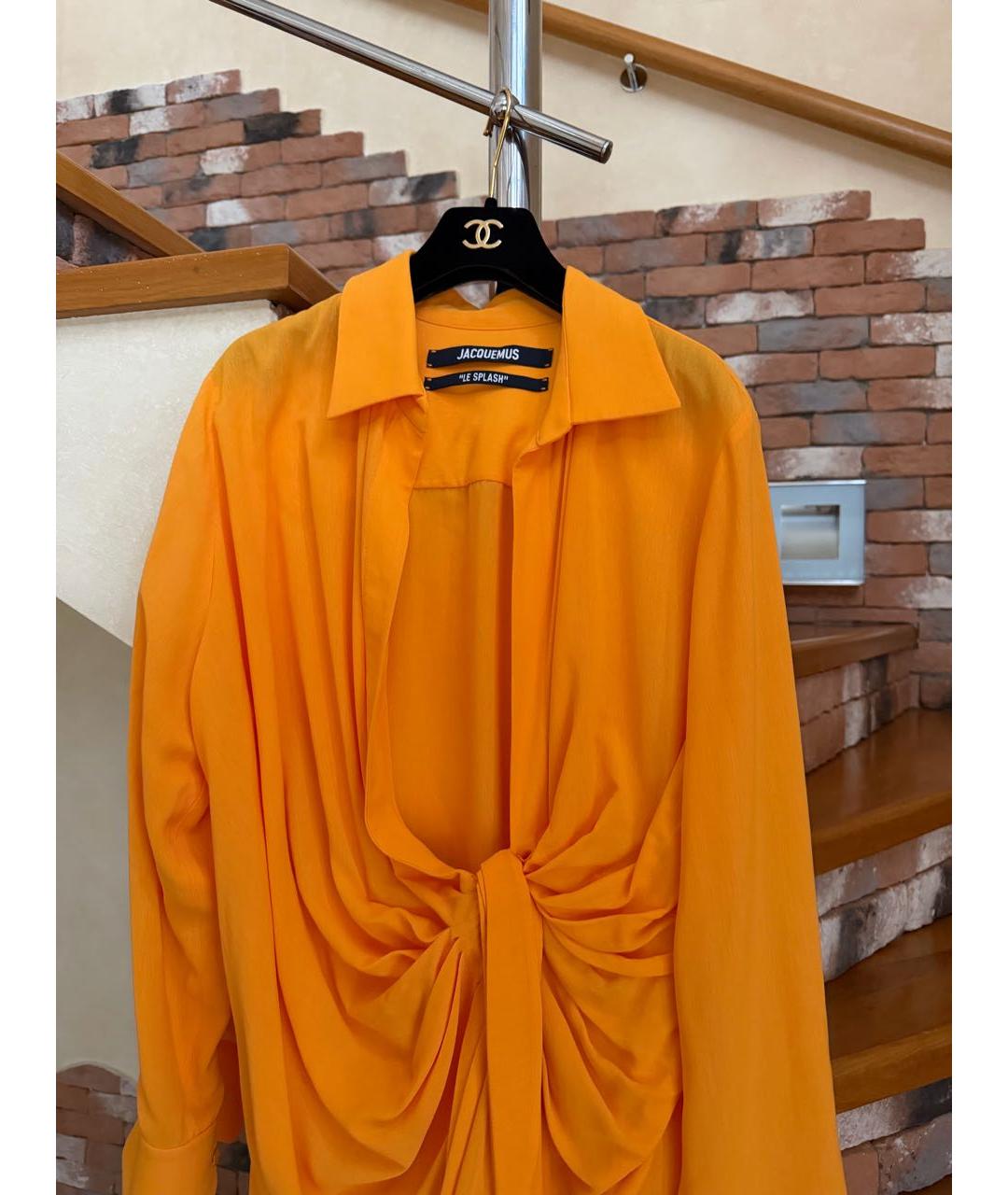 JACQUEMUS Оранжевое вискозное повседневное платье, фото 4