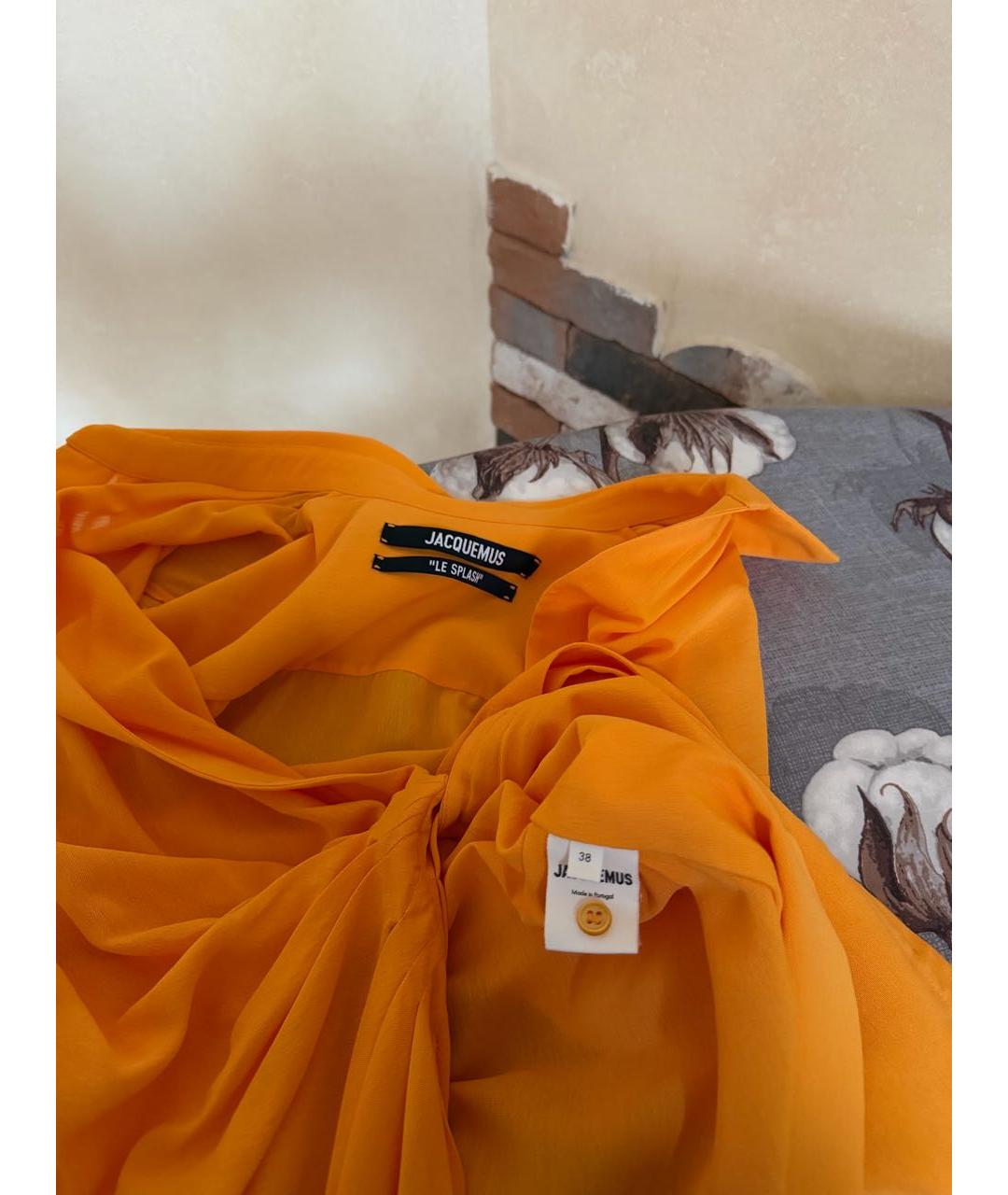 JACQUEMUS Оранжевое вискозное повседневное платье, фото 7