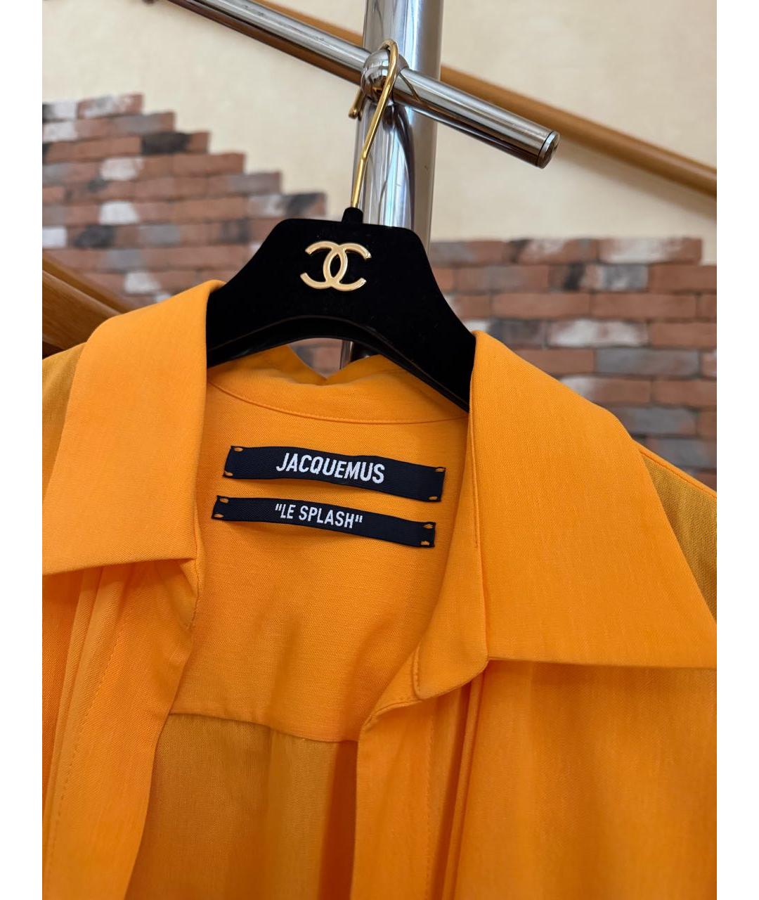 JACQUEMUS Оранжевое вискозное повседневное платье, фото 3