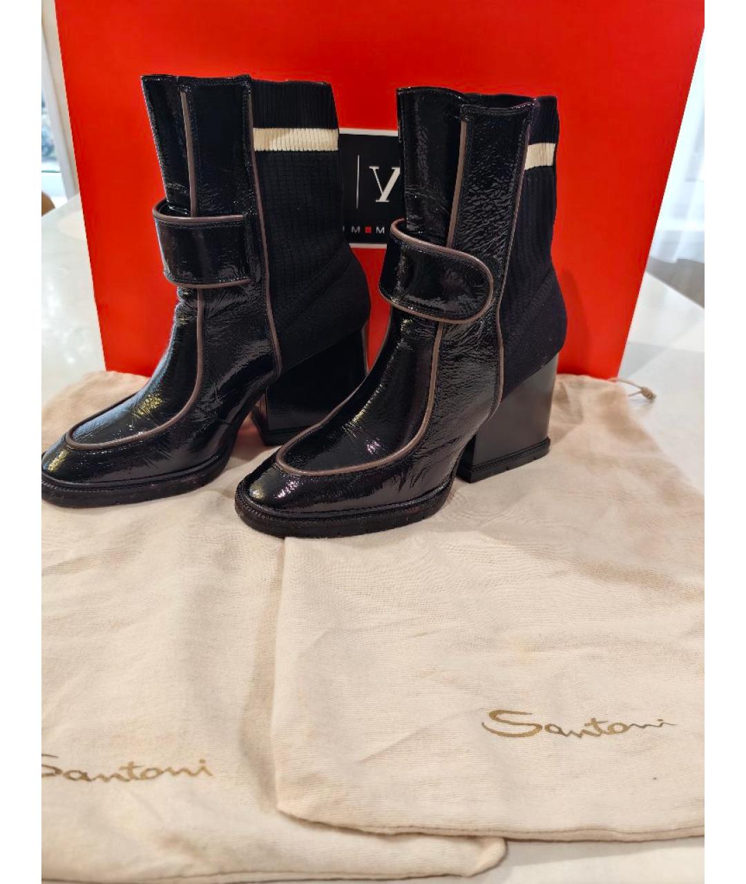 SANTONI Черные текстильные ботильоны, фото 5