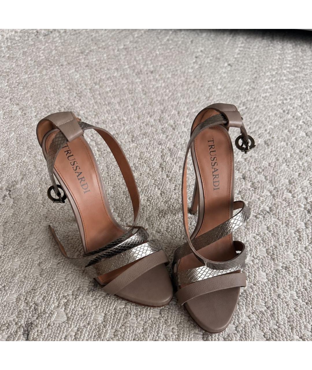 TRUSSARDI Коричневые кожаные босоножки, фото 3