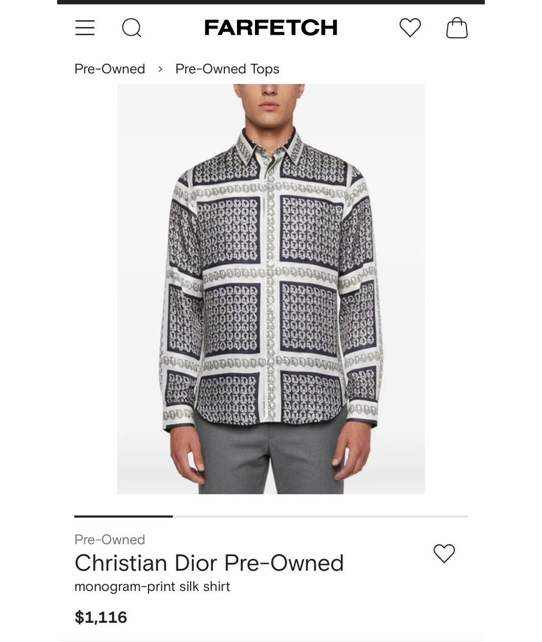 CHRISTIAN DIOR Темно-синяя шелковая кэжуал рубашка, фото 5