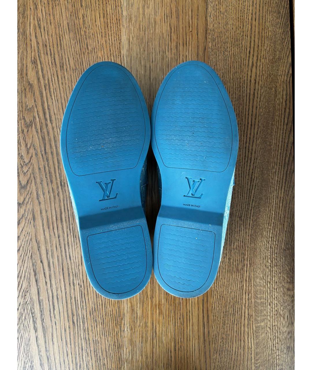 LOUIS VUITTON Голубые текстильные лоферы, фото 6