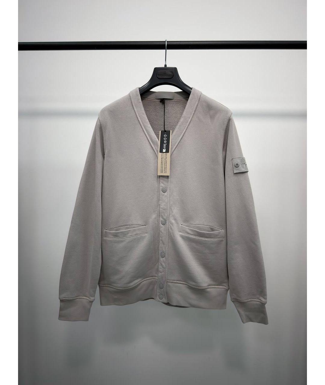 STONE ISLAND Серый хлопковый кардиган, фото 5