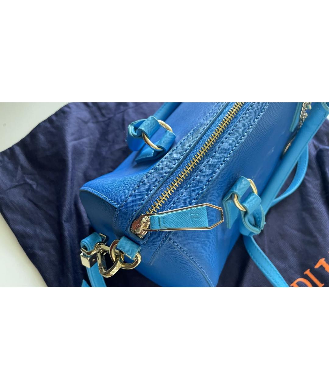 TRUSSARDI JEANS Синяя сумка с короткими ручками из искусственной кожи, фото 3