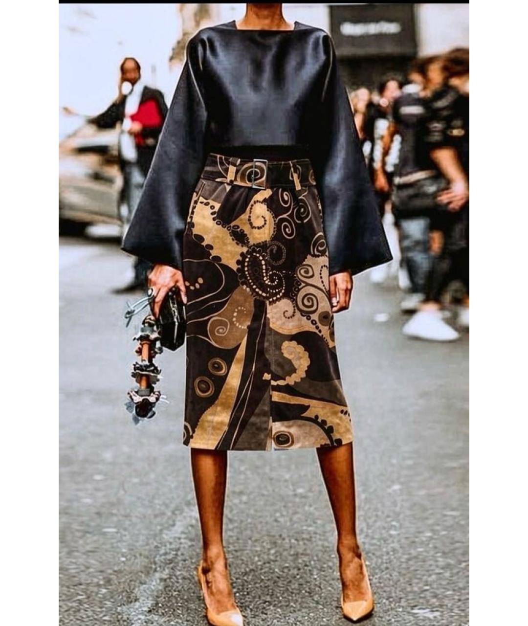 CAROLINA HERRERA Коричневая бархатная юбка миди, фото 2