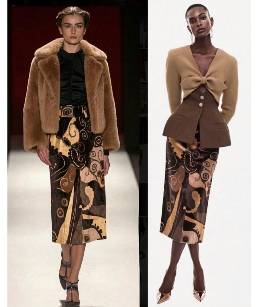 CAROLINA HERRERA Коричневая бархатная юбка миди, фото 4
