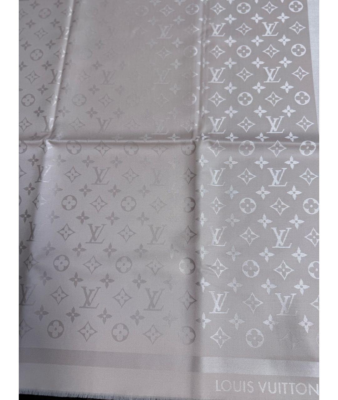 LOUIS VUITTON Бежевый шерстяной платок, фото 3