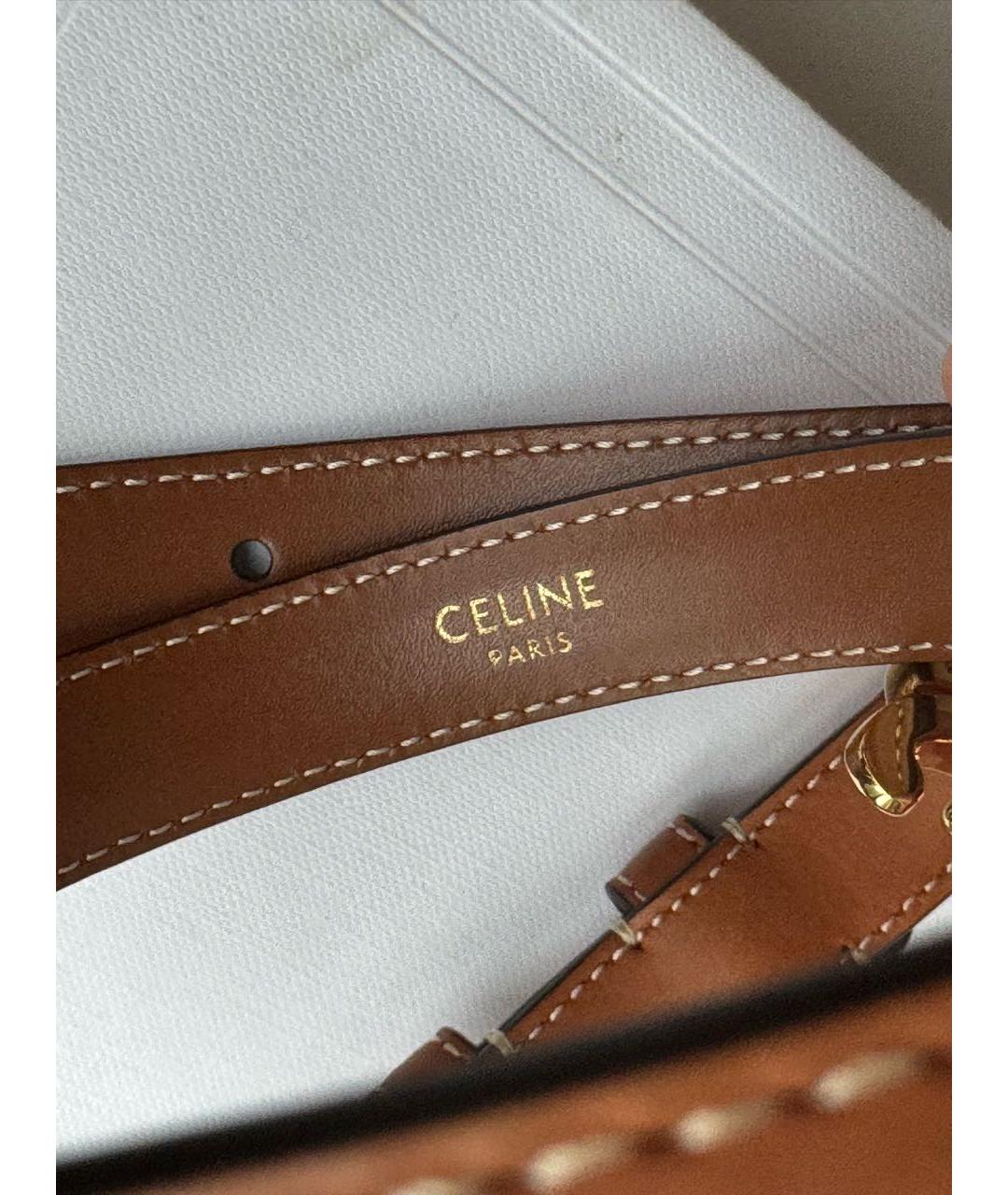 CELINE Коричневый кожаный ремень, фото 3
