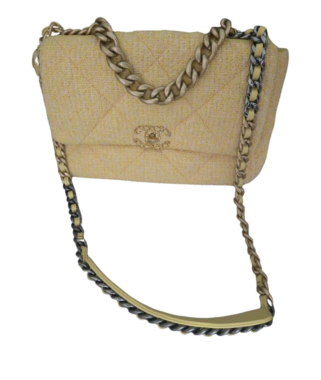 CHANEL Желтая твидовая сумка через плечо, фото 1