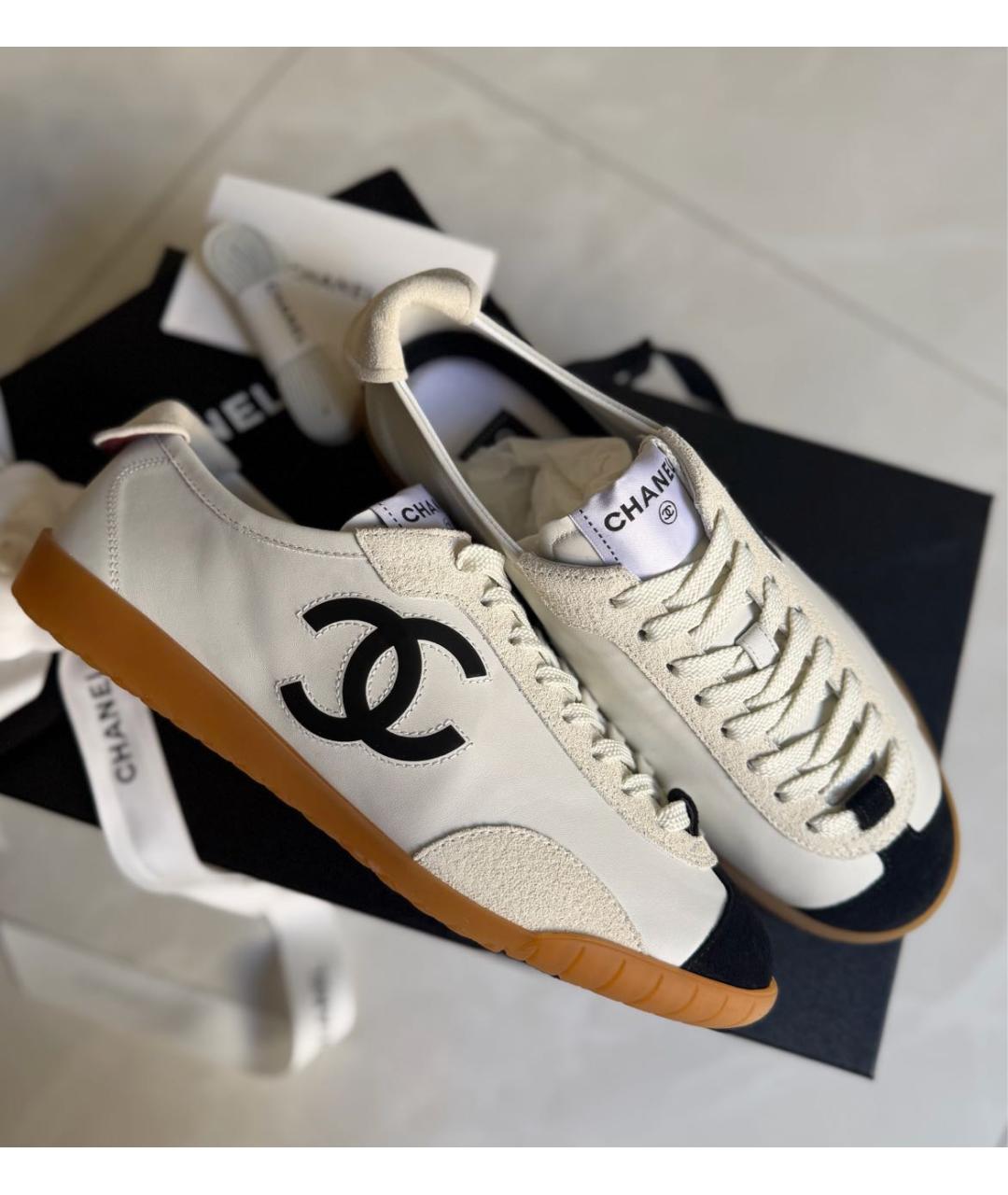 CHANEL Белые кожаные кеды, фото 8