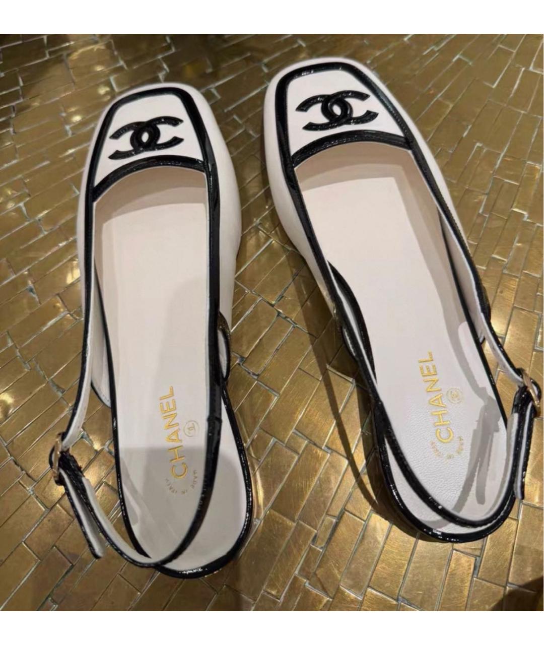 CHANEL Белые кожаные туфли, фото 4
