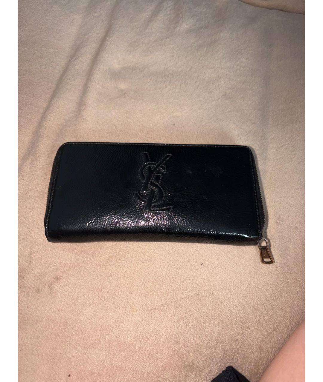 SAINT LAURENT Черный кошелек из лакированной кожи, фото 2