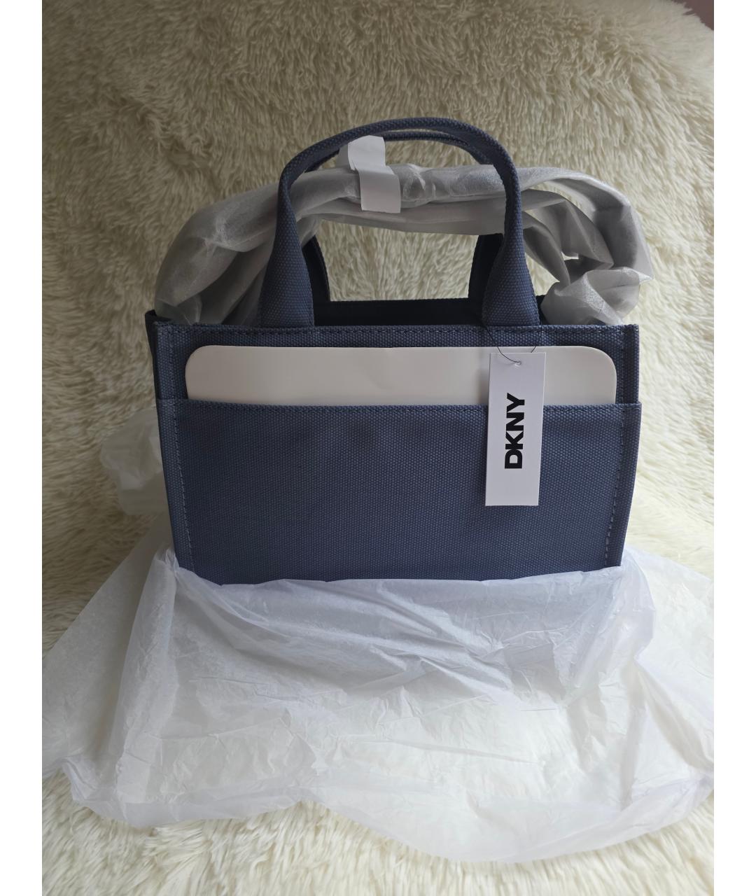 DKNY Синяя хлопковая сумка тоут, фото 7