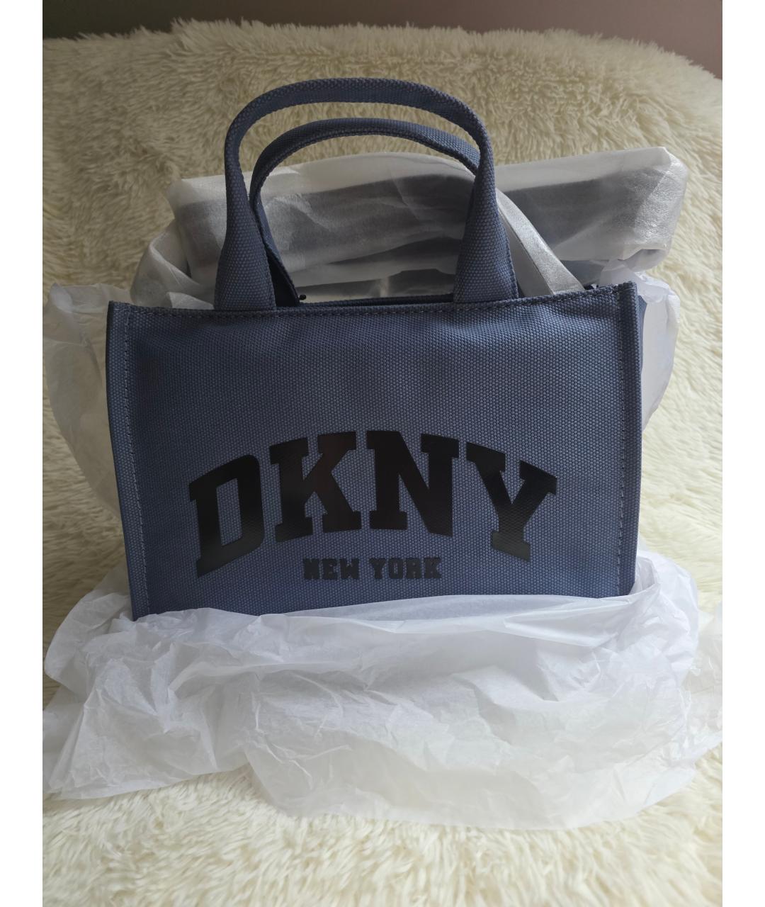 DKNY Синяя хлопковая сумка тоут, фото 6