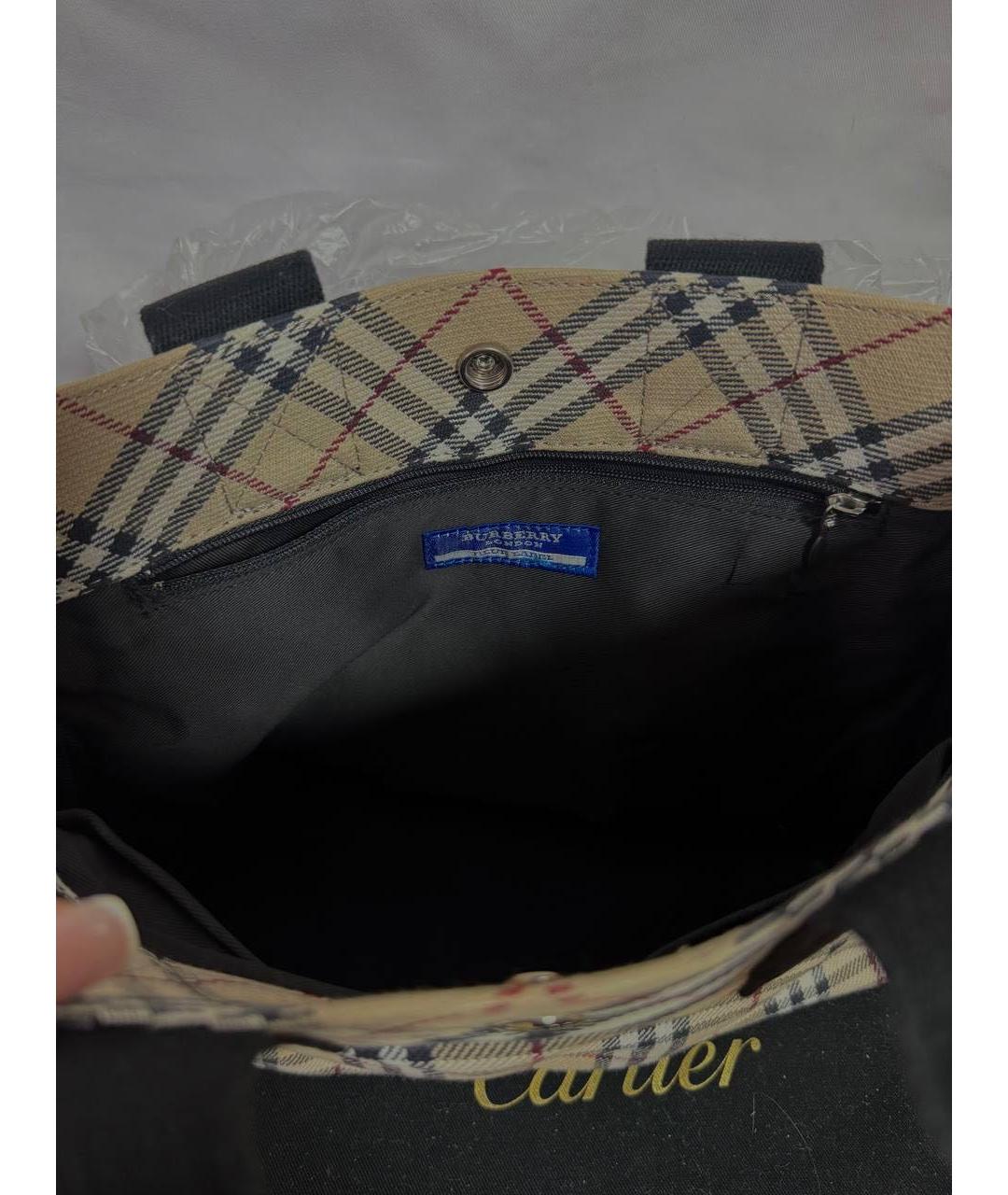 BURBERRY Бежевая тканевая сумка с короткими ручками, фото 4