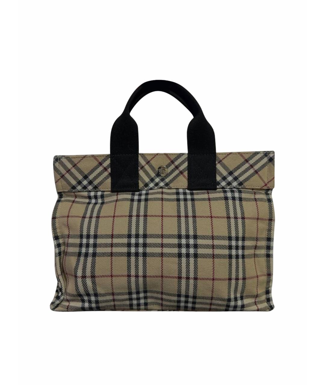 BURBERRY Бежевая тканевая сумка с короткими ручками, фото 1