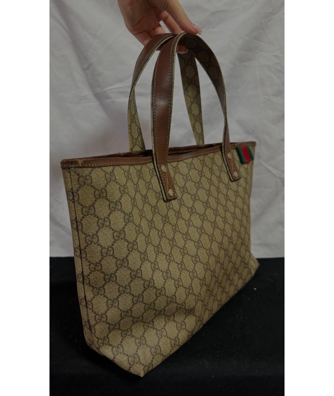 GUCCI Коричневая кожаная сумка тоут, фото 2