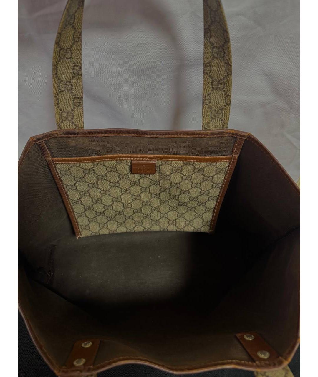 GUCCI Коричневая кожаная сумка тоут, фото 4
