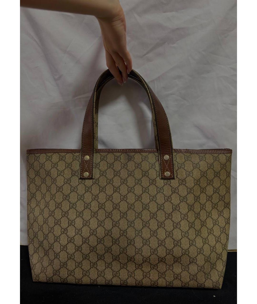 GUCCI Коричневая кожаная сумка тоут, фото 3