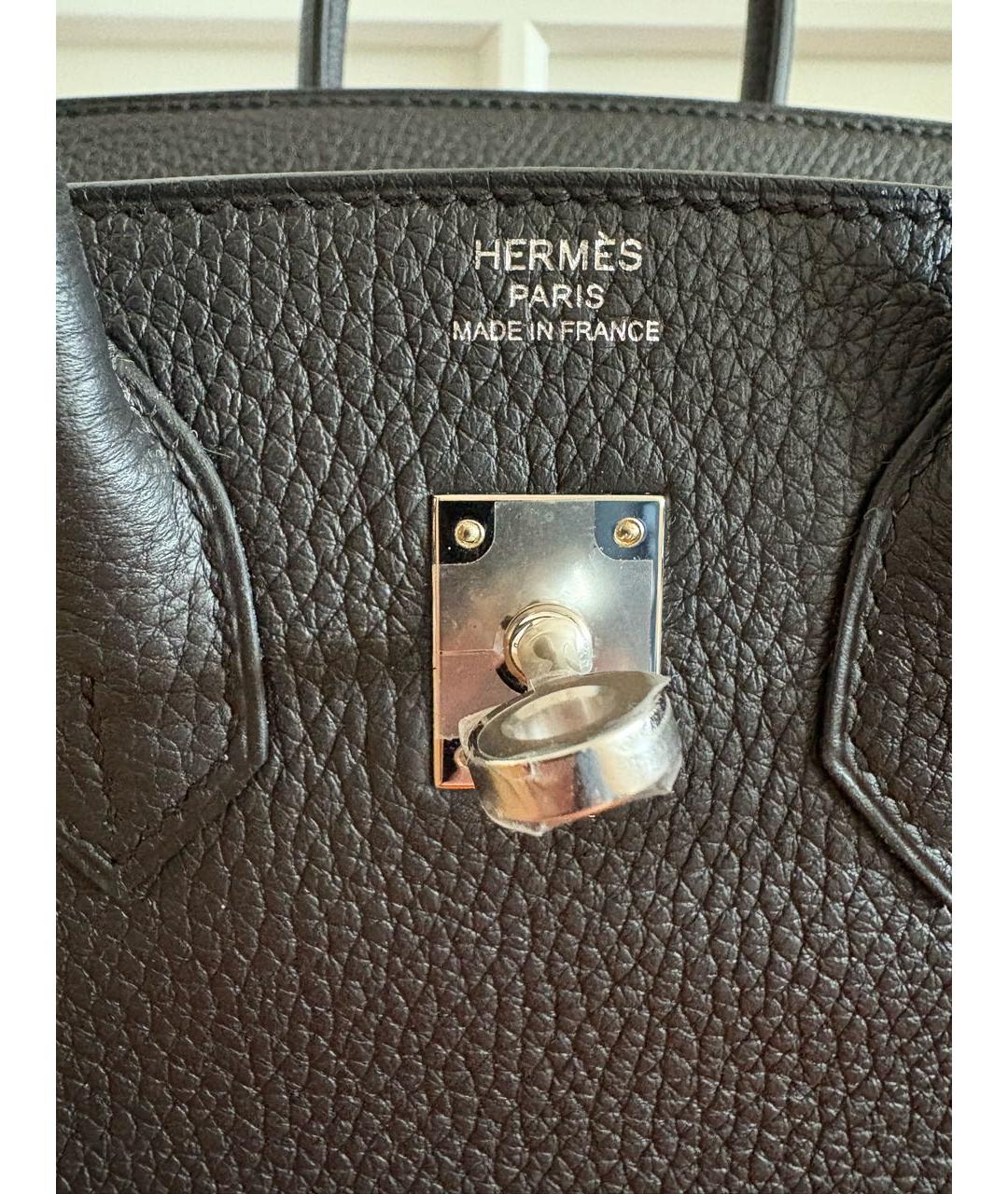 HERMES Черная кожаная сумка с короткими ручками, фото 4
