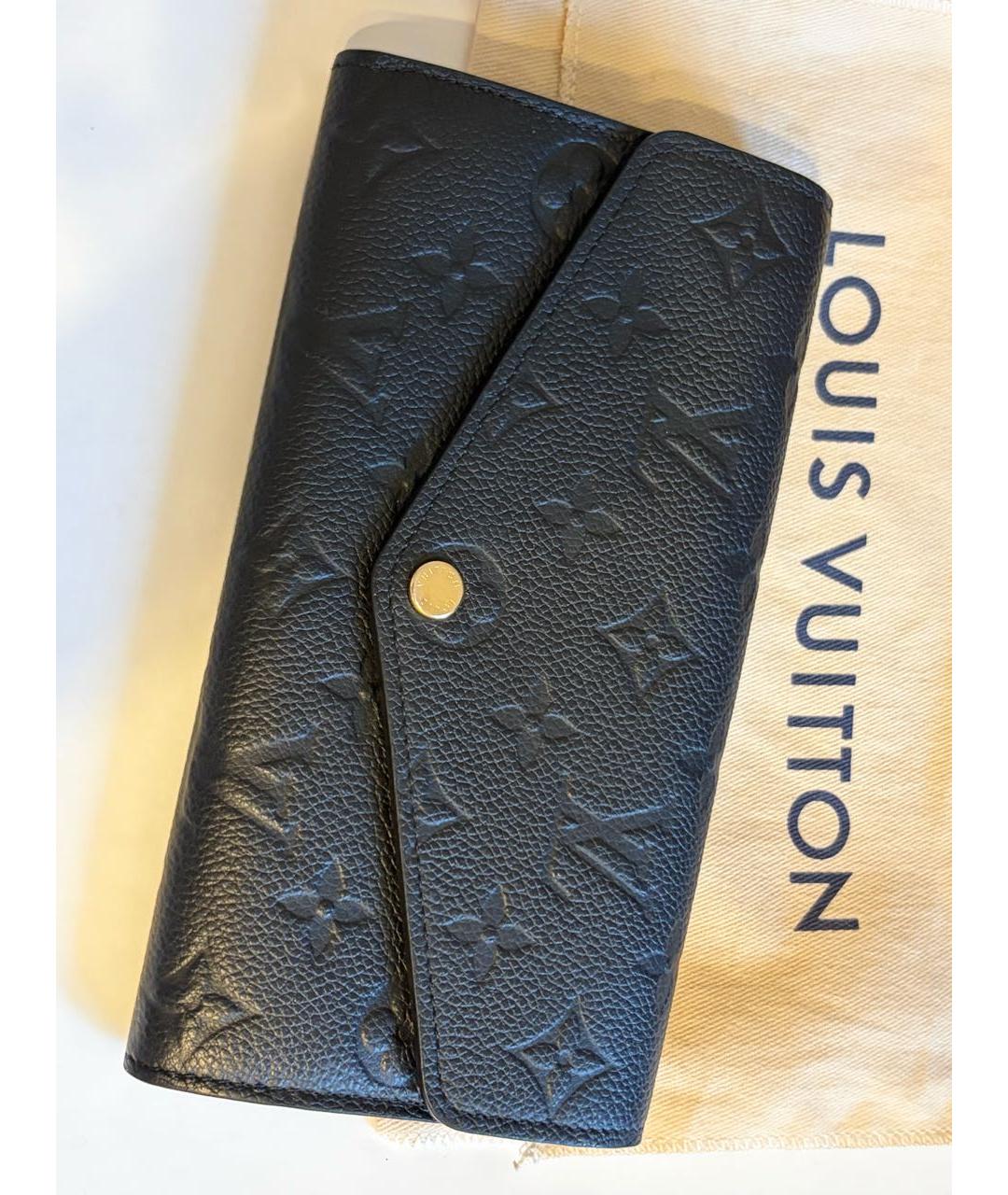 LOUIS VUITTON Черный кожаный кошелек, фото 2