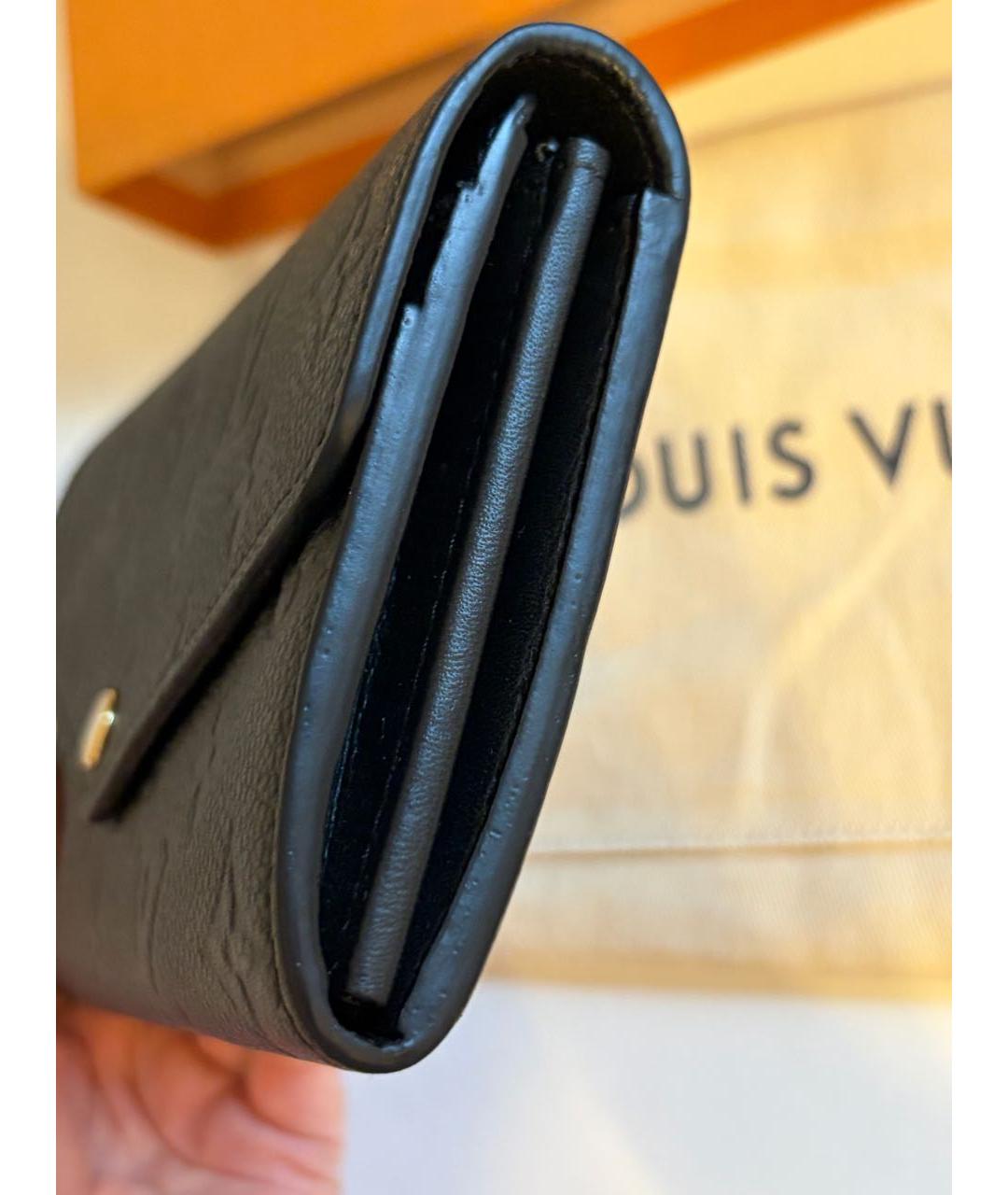 LOUIS VUITTON Черный кожаный кошелек, фото 6