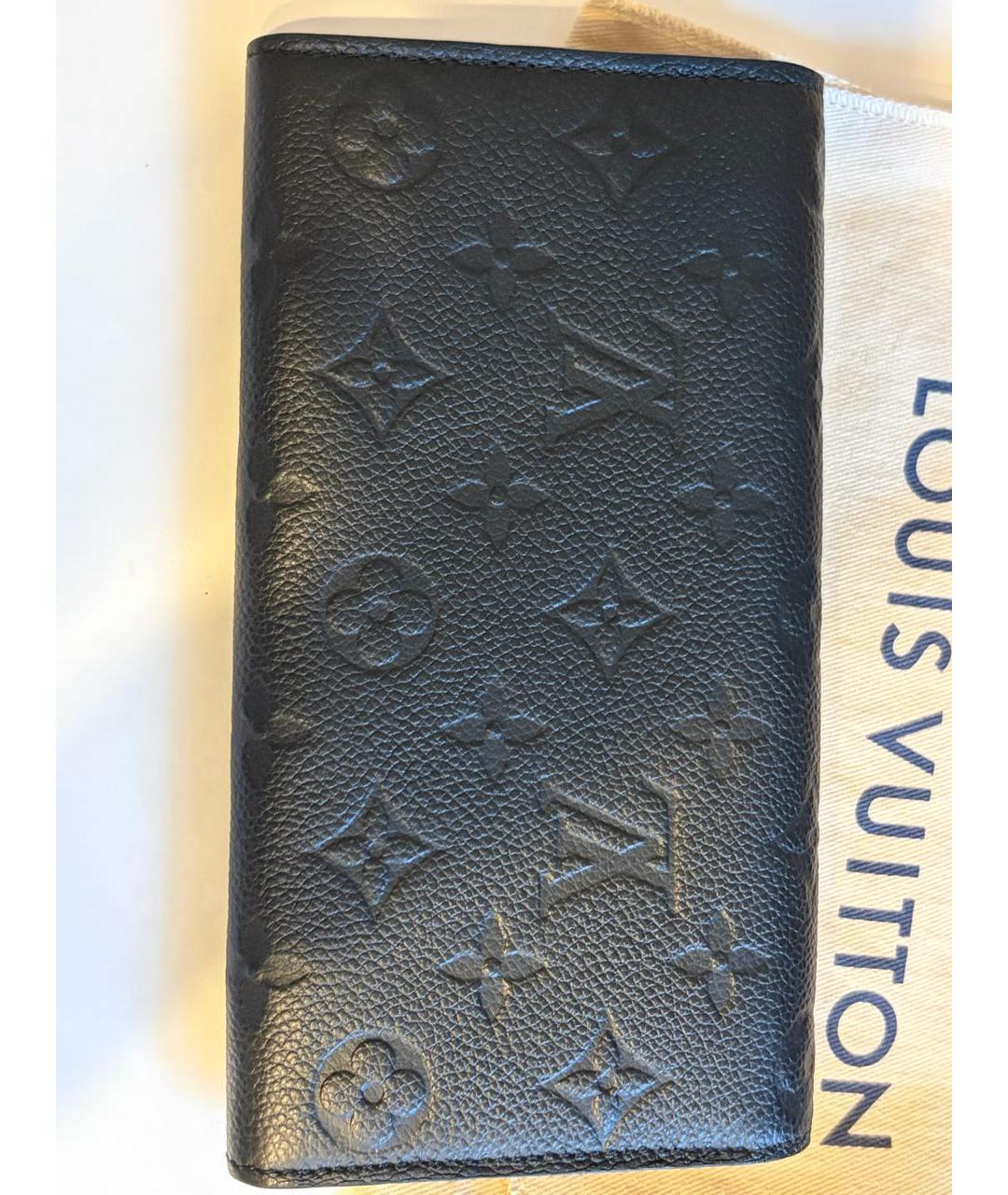 LOUIS VUITTON Черный кожаный кошелек, фото 3