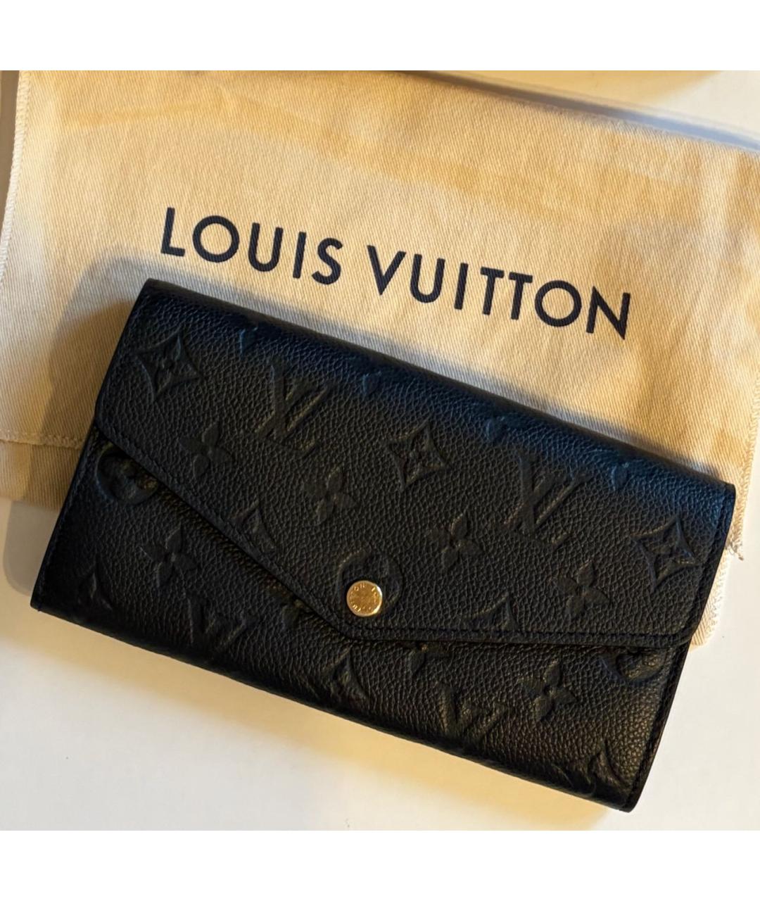 LOUIS VUITTON Черный кожаный кошелек, фото 9