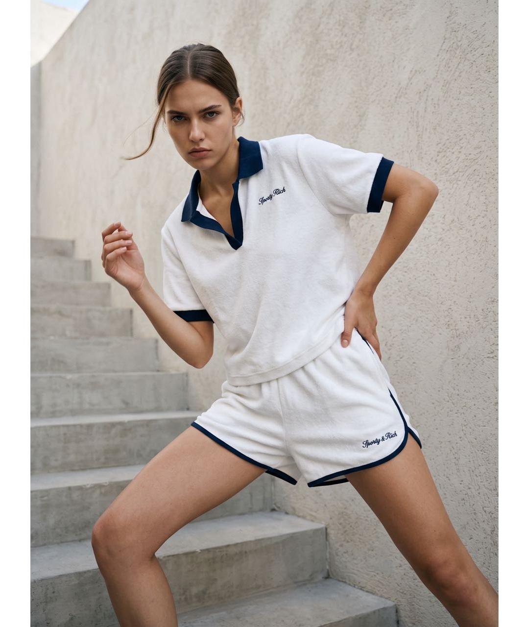 SPORTY AND RICH Белый хлопковый костюм с брюками, фото 4