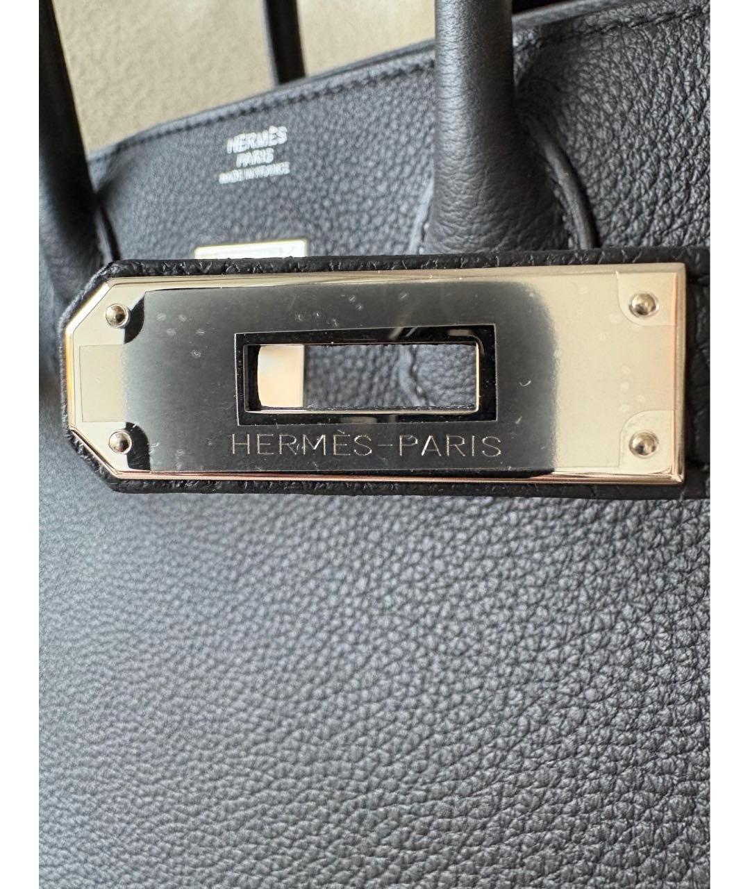 HERMES Черная кожаная сумка с короткими ручками, фото 4