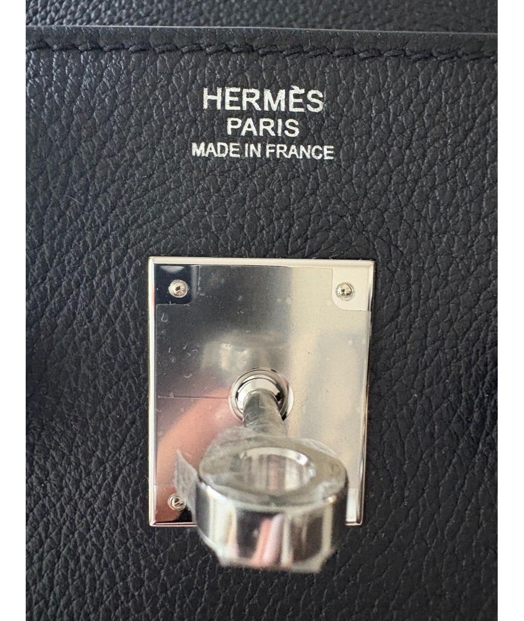 HERMES Черная кожаная сумка с короткими ручками, фото 3