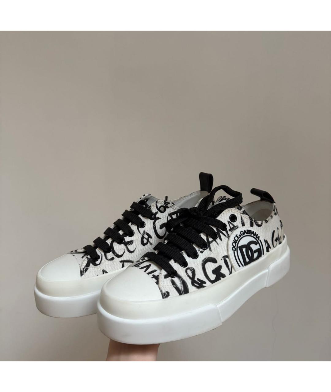 DOLCE&GABBANA Белые текстильные кеды, фото 2