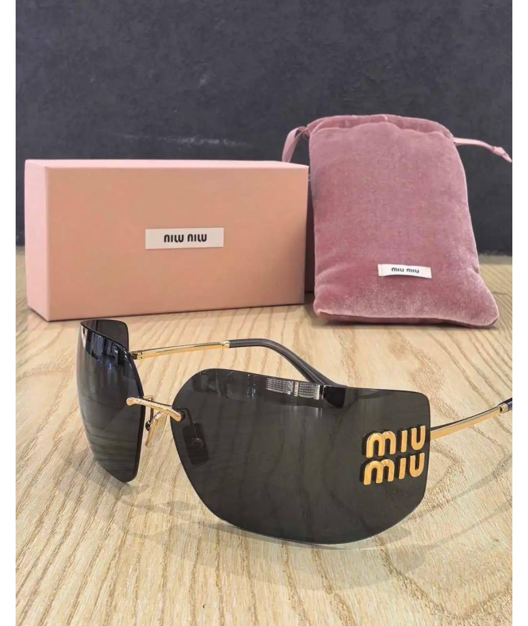 MIU MIU Черные металлические солнцезащитные очки, фото 2