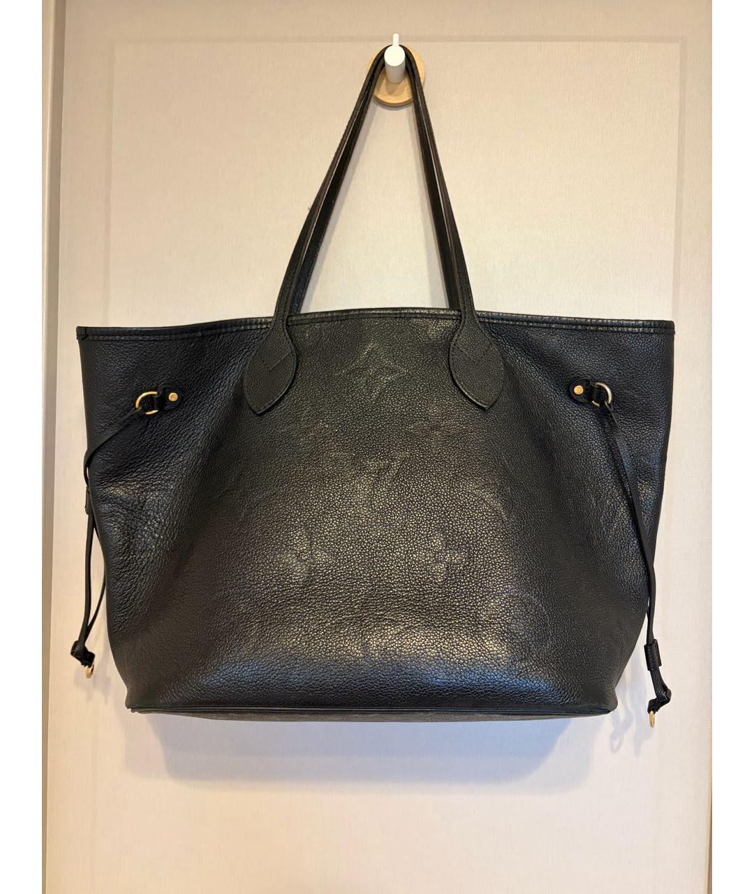 LOUIS VUITTON Черная кожаная сумка тоут, фото 9