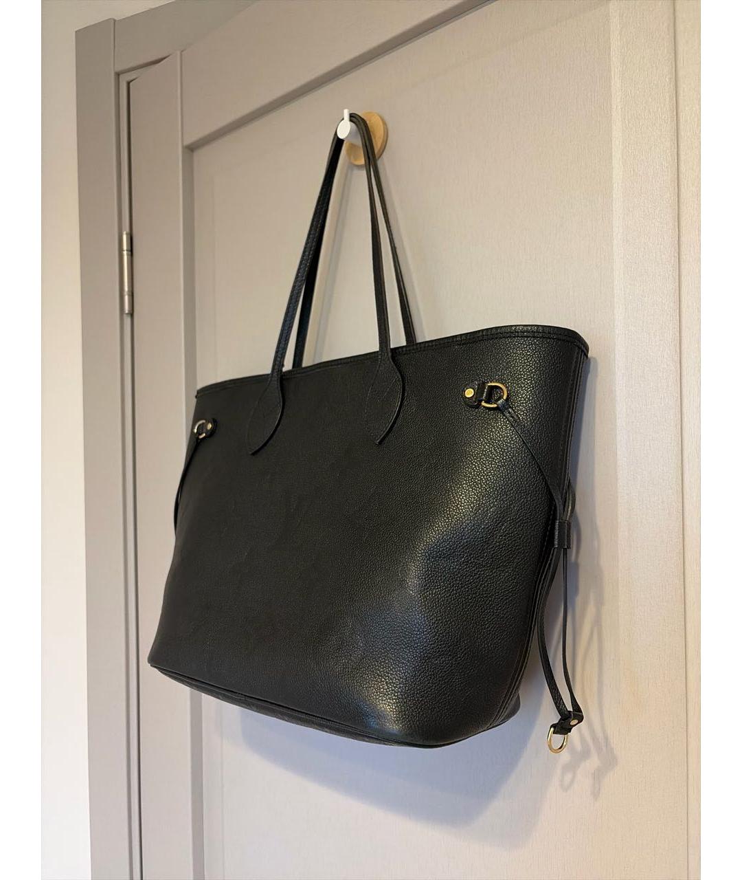 LOUIS VUITTON Черная кожаная сумка тоут, фото 2