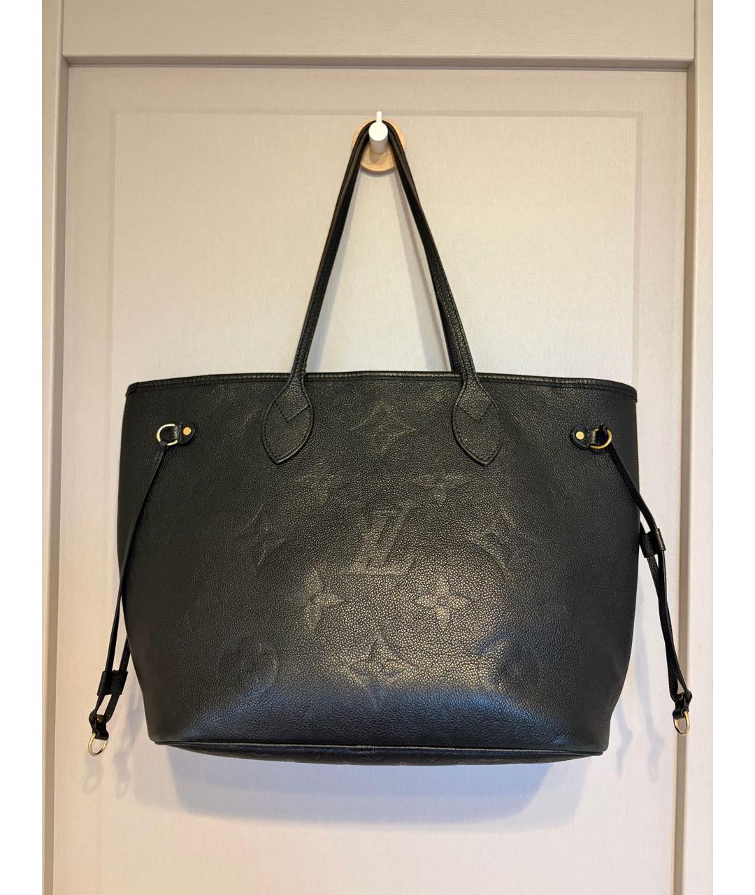LOUIS VUITTON Черная кожаная сумка тоут, фото 3