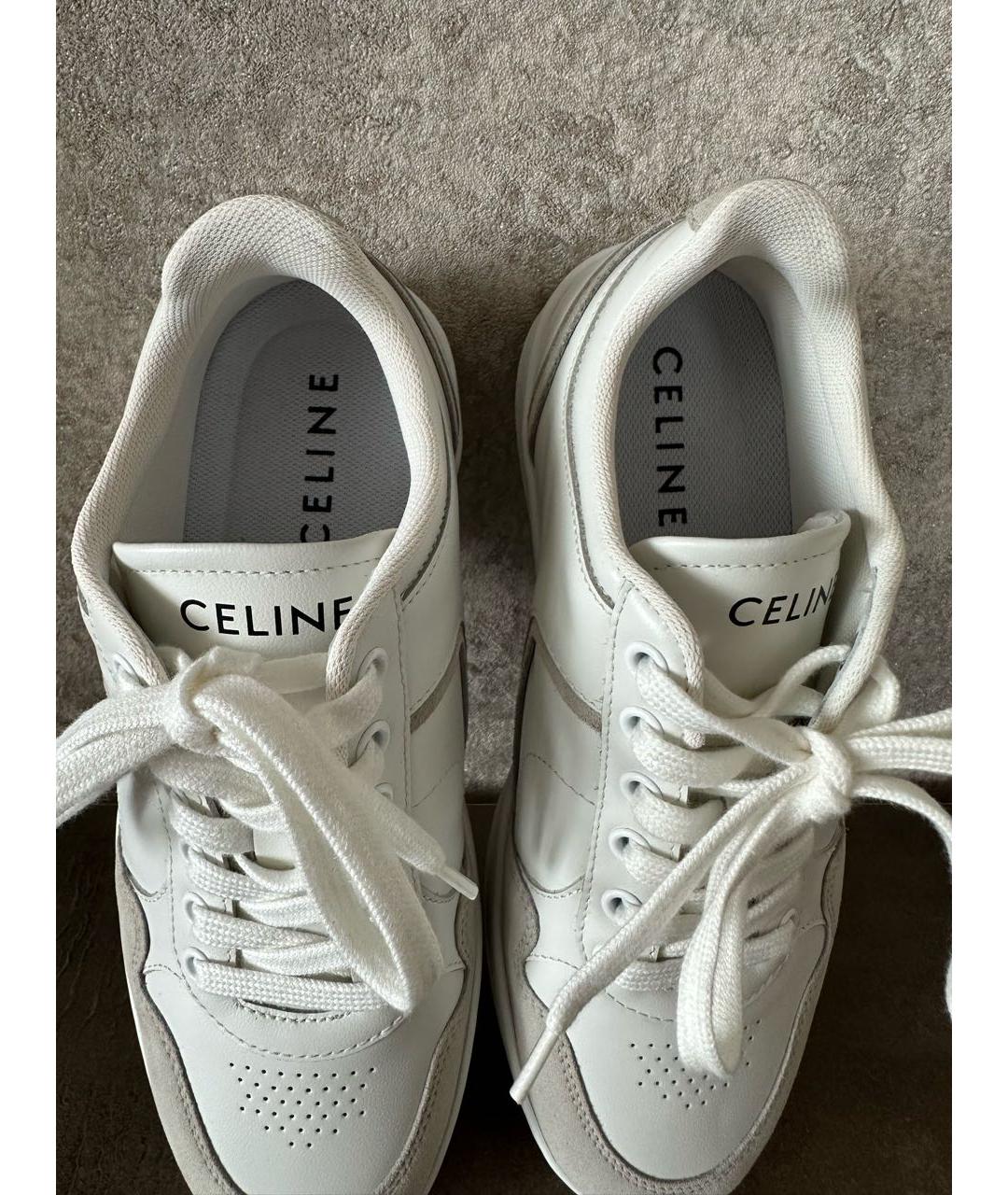 CELINE Белые кожаные кеды, фото 7