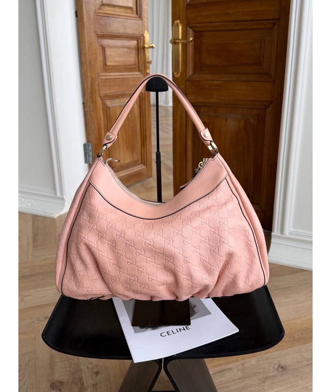 GUCCI Розовая кожаная сумка с короткими ручками, фото 4