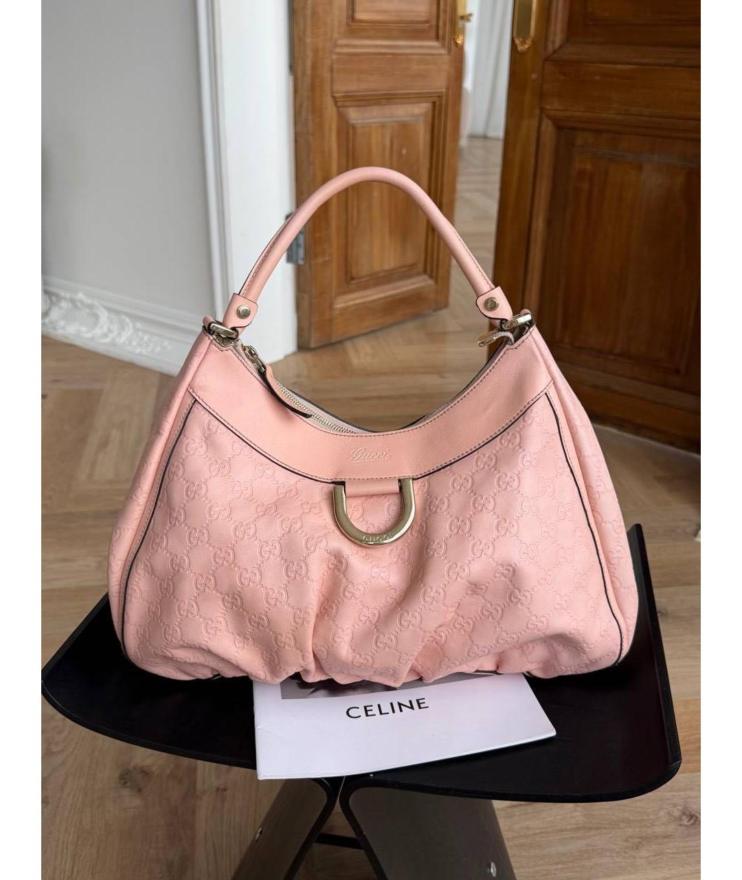 GUCCI Розовая кожаная сумка с короткими ручками, фото 5