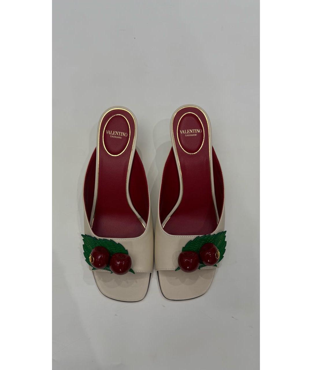 VALENTINO Бежевые кожаные мюли, фото 6