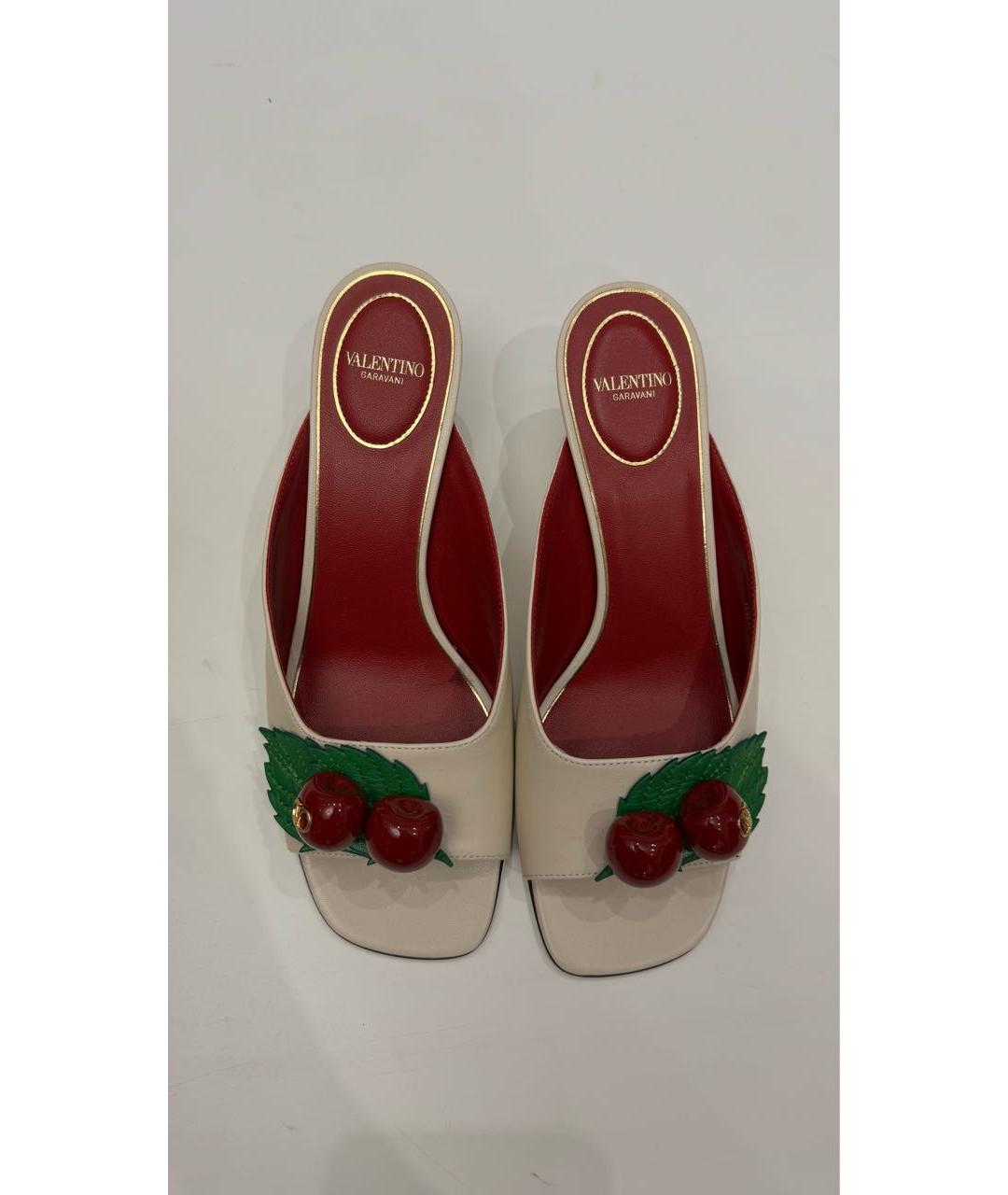 VALENTINO Бежевые кожаные мюли, фото 2