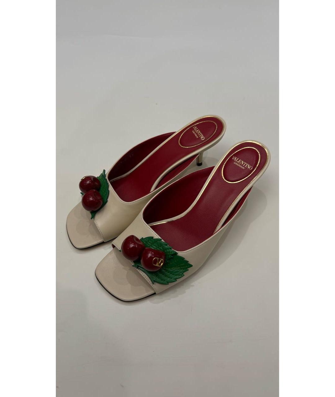 VALENTINO Бежевые кожаные мюли, фото 8