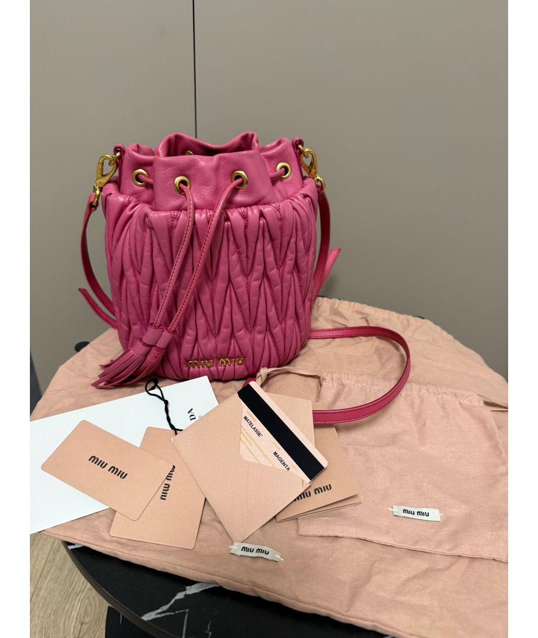 MIU MIU Фуксия кожаная сумка через плечо, фото 3