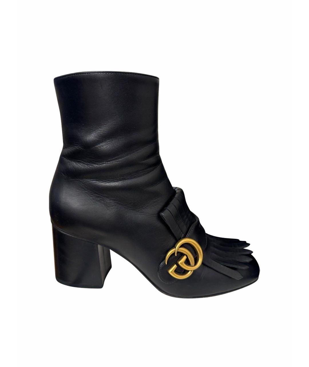 GUCCI Черные кожаные ботильоны, фото 1