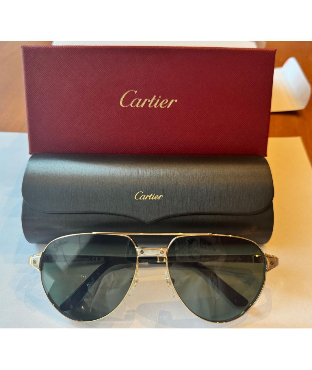 CARTIER Золотые металлические солнцезащитные очки, фото 2